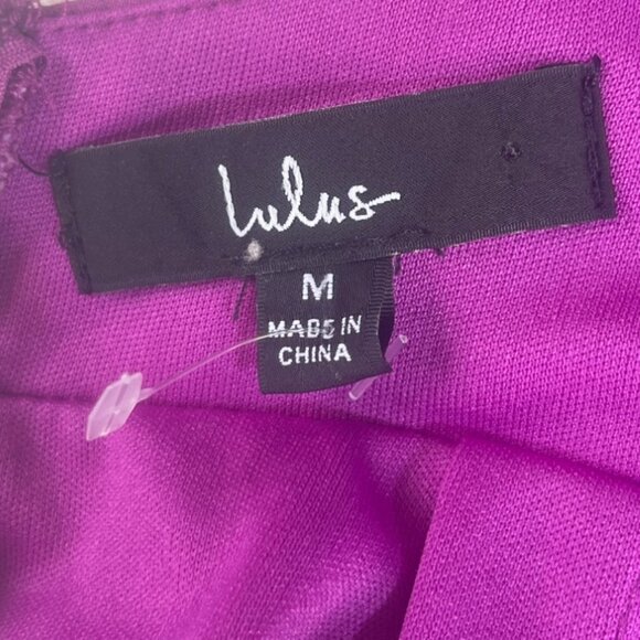 Lulus Positively Darling Magenta Satin Surplice Skater Dress Medium New - Picture 9 of 12